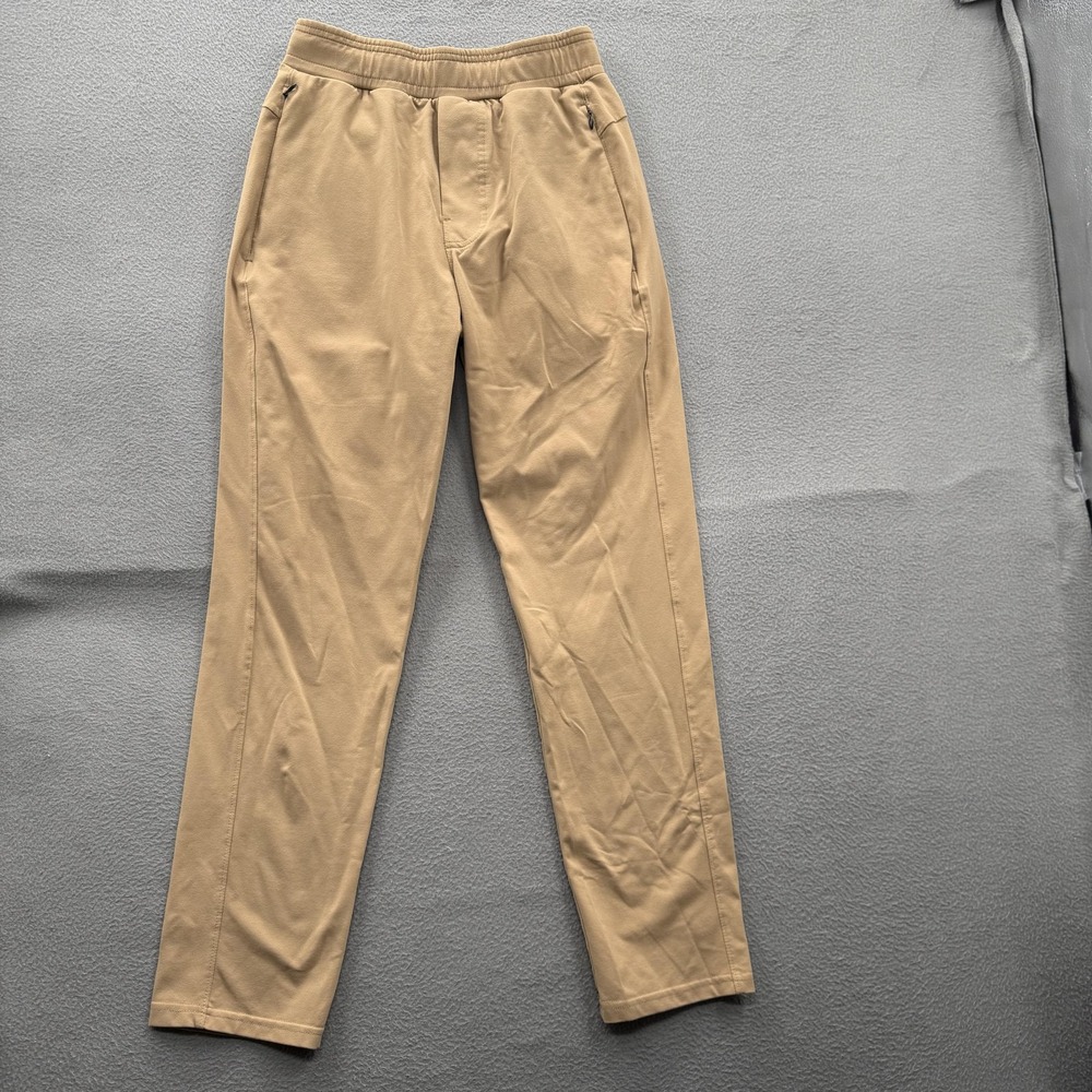 Public Rec Pants Mens 28x30 Beige Track Pants Stretch Elastic Waist Zip Pocket